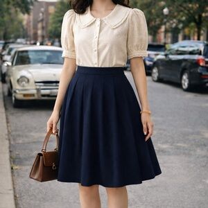 Fundamental Things Chic Midnight Blue A-Line wool Skirt